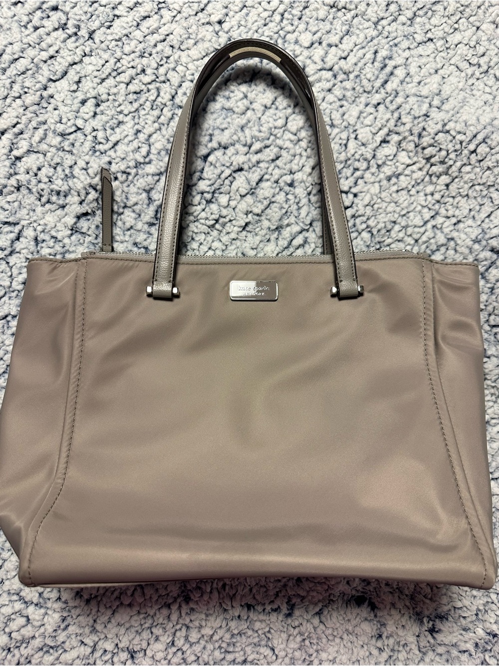 kate spade taupe leather-trim tote